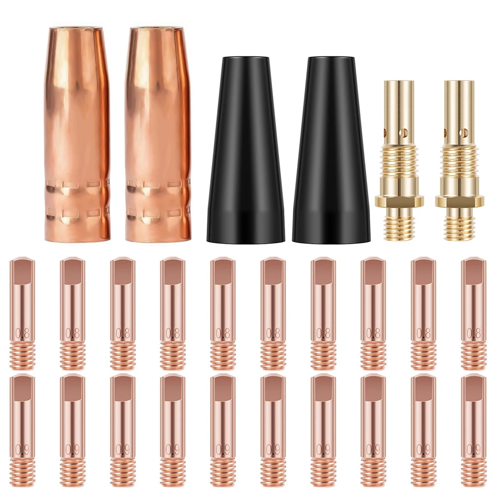 26PCS Contact Tips Welding Nozzle Kit Gasless Nozzle KP19391 Gas Nozzle Diffusers for MIG and Flux Core Welding