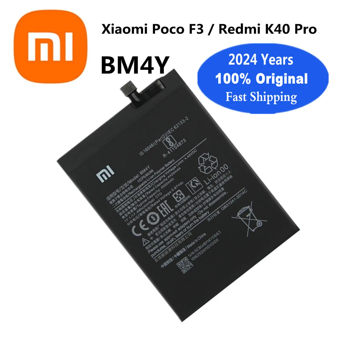 

2024 Years 4520mAh BM4Y Original Battery For Xiaomi Poco F3 Redmi K40 Pro K40Pro Rechargable Batteries Bateria Fast Shipping