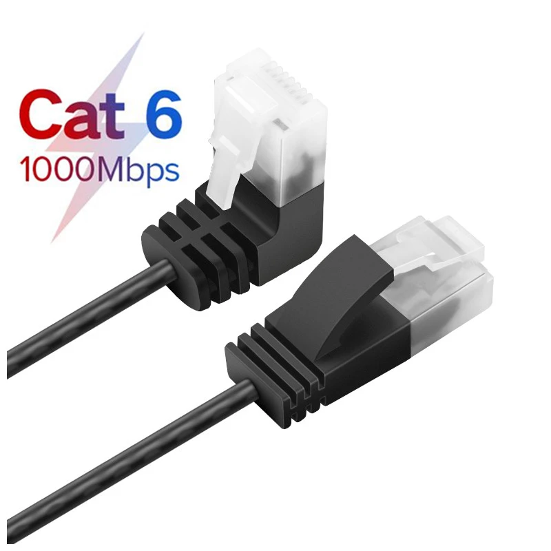 Cat6 Ethernet Cable RJ45 Right Angle UTP Network Cable Patch Cord 90 Degree Cat6a Lan Cables for Laptop Router TV BOX RJ45