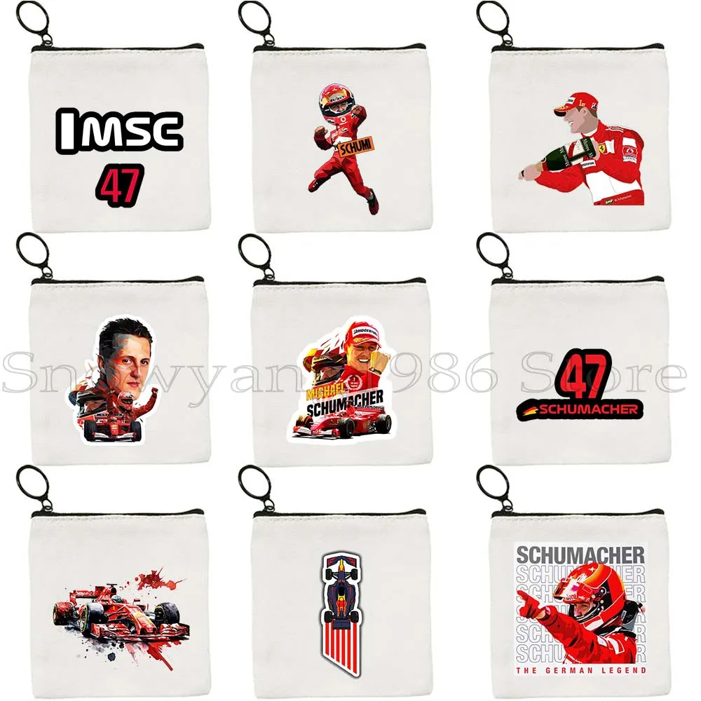 Formula One F1 Racing Michael Schumacher Pop Art Helmet Fan Gifts Canvas Key Coin Purse Case Lipstick Bag Wallet Zipper Pouch
