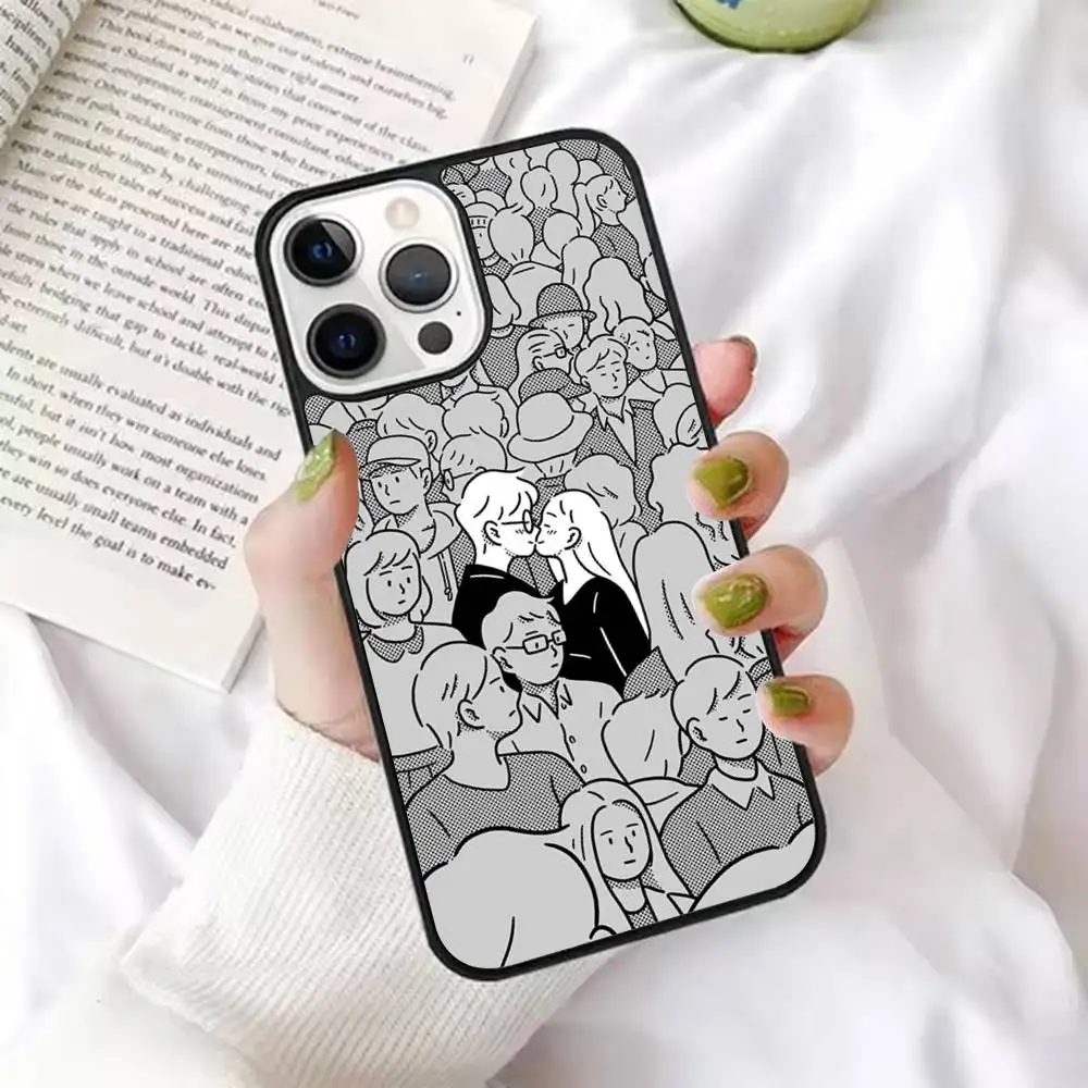 

1pc Little Love Cartoon People Phone Case Strong Magnetic For IPhone 16 15 14 13 Pro Max 11 12 Mini