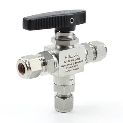 Parker type 3-way 6000psig 1/4 in  Panel mountable stainless steel  Bar Stock Ball Valves