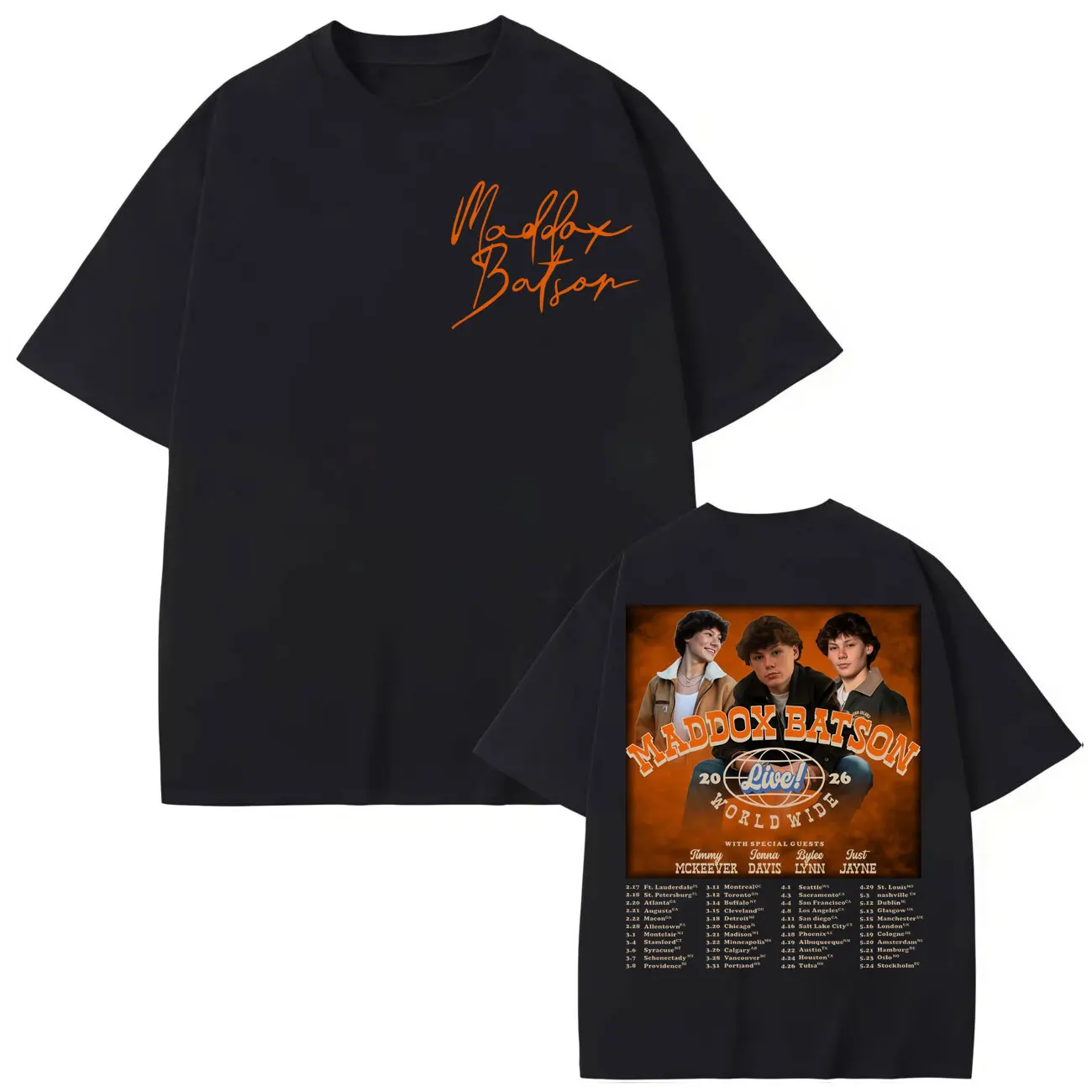 

Maddox Batson Live Worldwide Tour 2026 Merch T-shirt Men Women Clothing Fashion Hip Hop T-shirts Summer Casual Cotton T Shirts