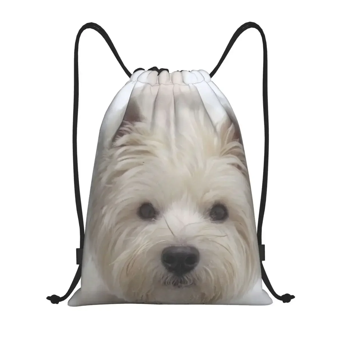 Cute Westie Dog Drawstring Backpack Sports Gym Bag for Men Women West Highland White Terrier Puppy Shopping Sackpack