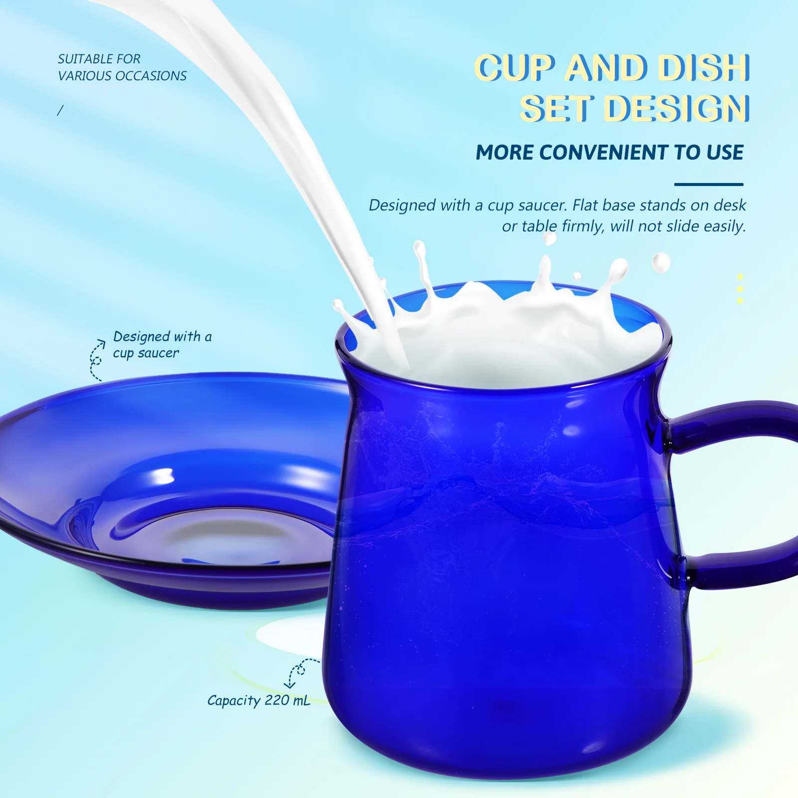 

1Set Vintage Glass Coffee Cup Elegant Saucer Home Afternoon Tea Cup Set Simple Style Afternoon Tea Cups