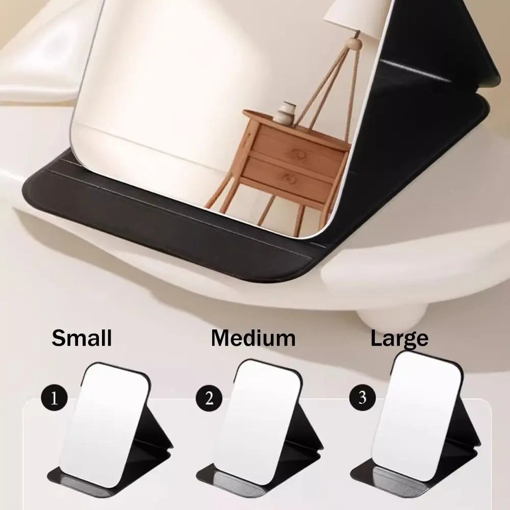 Cute Portable Personal Makeup Mirror Handheld Solid Color Foldable Makeup Mirror Compact Mini Pocket Mirror Bedroom