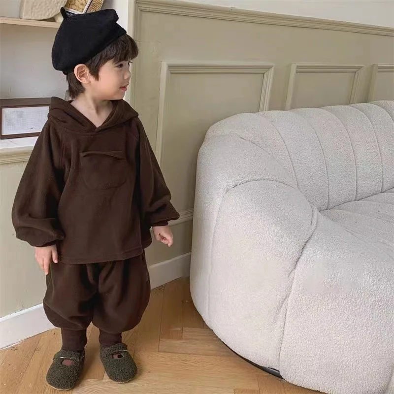 

Корейская одежда, толстовки + брюки, 2 шт., новинка 2025, весенне-осенний спортивный костюм для мальчиков, комплекты для детей, мальчиков, детей