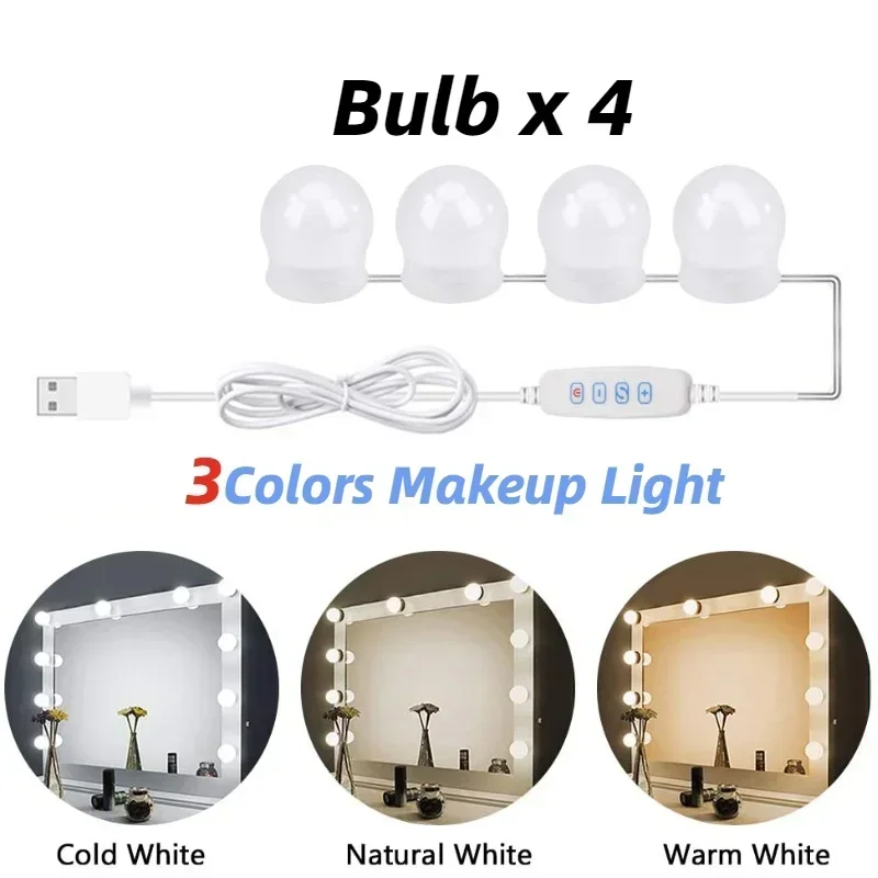 Afneembare LED-lampen Professionele make-upspiegellamp USB Power Cosmetische spiegellicht Hollywood Kaptafel LED-ijdelheidslichten