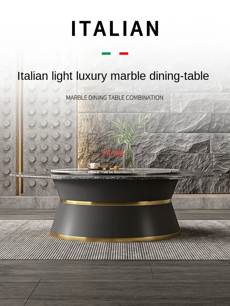 

Marble round table 20 people electric large round table large household round table villa round table hotel table