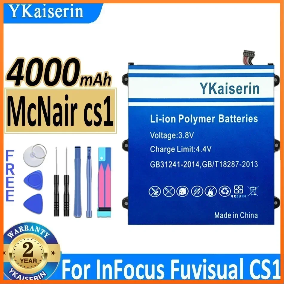 YKaiserin  McNair Cs1 4000mah Replacement Battery for InFocus Fuvisual CS1 Laptop Batteries Bateria Warrantty 2 Years Track NO