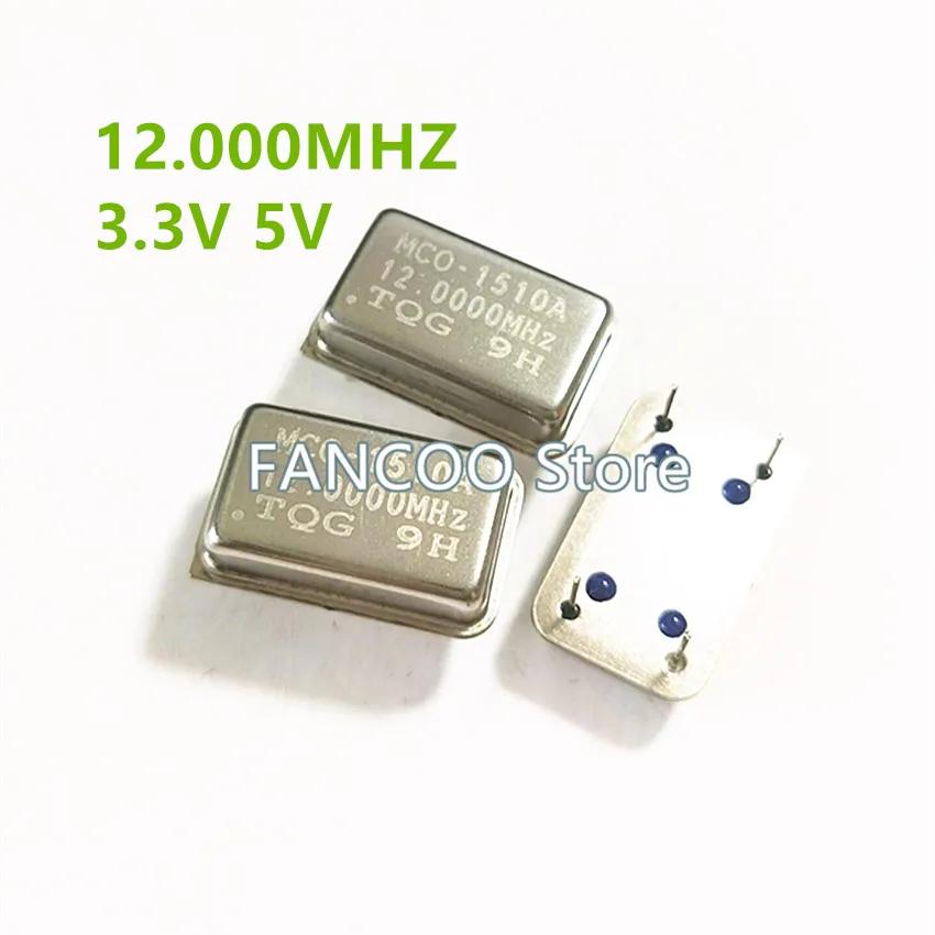 5pcs 12M 12.000M 12MHZ 12.000MHZ Crystal Oscillator Active OSC DIP-4 Rectangle Full Size 3.3V 5V
