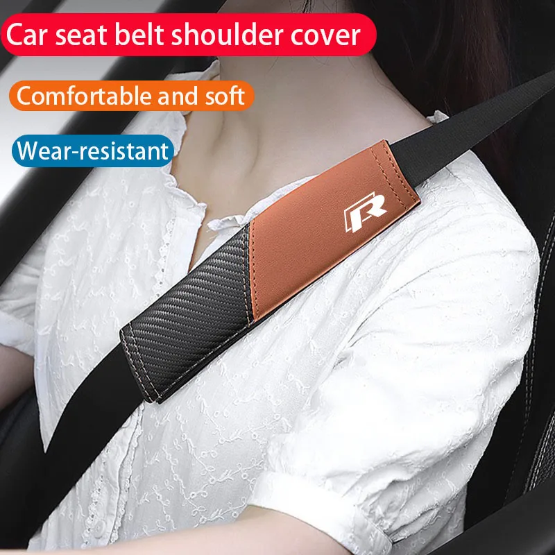 Image of PU-Leder Sicherheitsgurt-Schulterpolster Autozubehör für Volkswagen R Rline Golf Tiguan Polo CC Passat B7 R36 Scirocco T5 Beetle