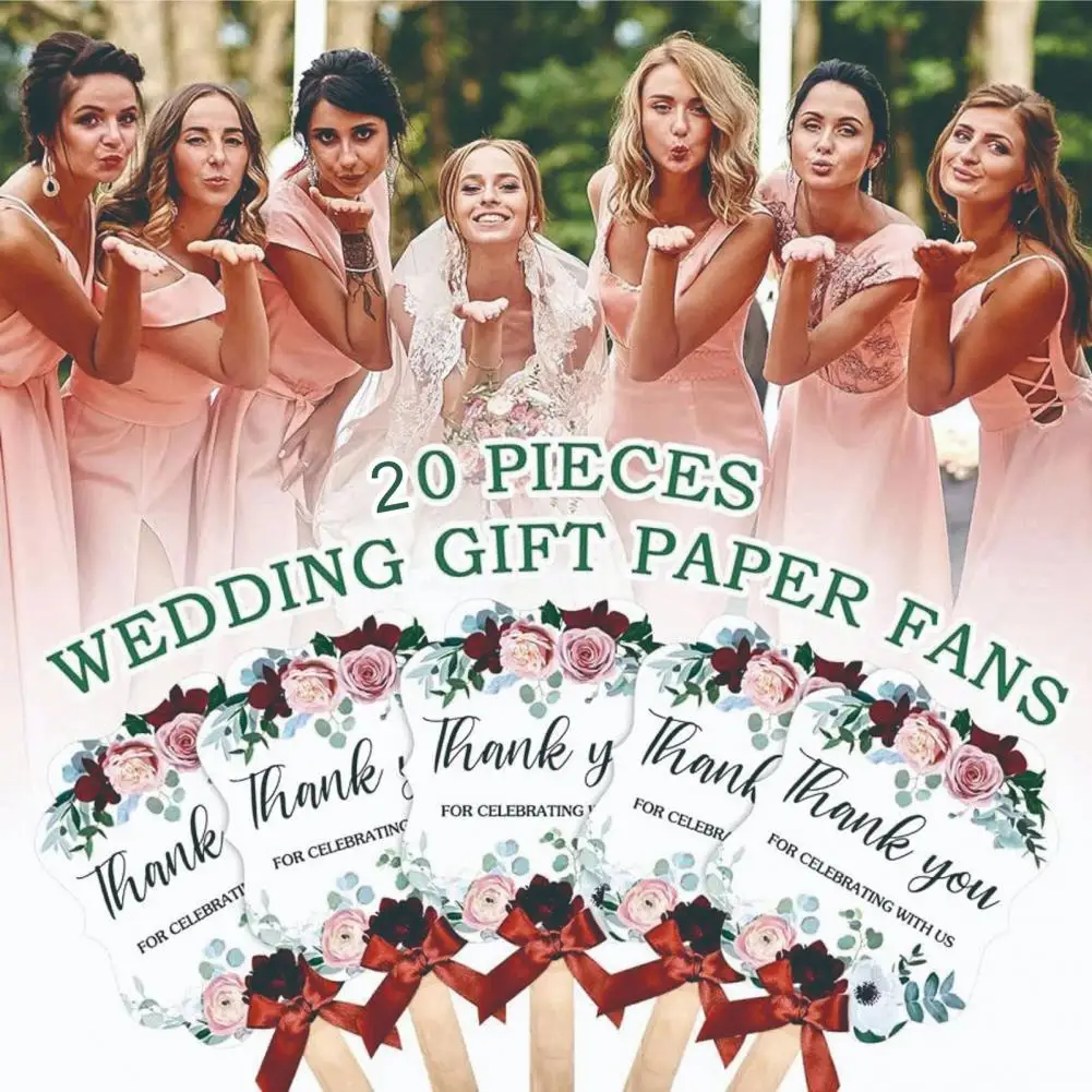 

Elegant Paper Fans Bulk Wedding Fans for Guests Flower Pattern Handheld Paper Fans for Parties Thank Hand for Bridal Bridesmaid
