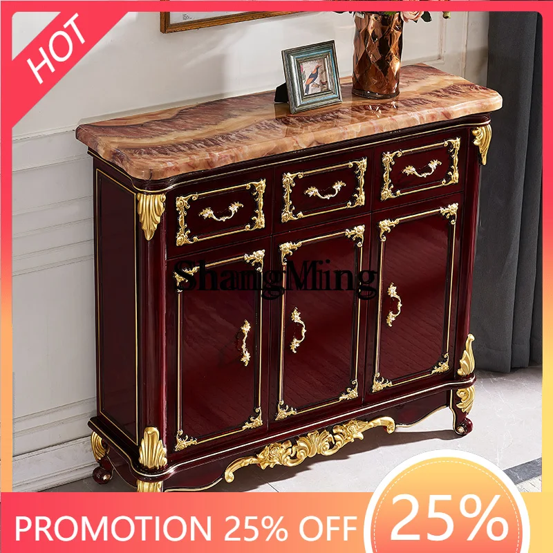 

ZYY exquisite marble solid wood two doors three doors four doors shoe cabinet living room red sandalwood foyer entrance cabinet