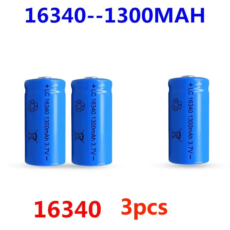 Genuine CR123A battery LC16340 LC 16340 1300mAh 3.7V 17335 rechargeable lithium battery