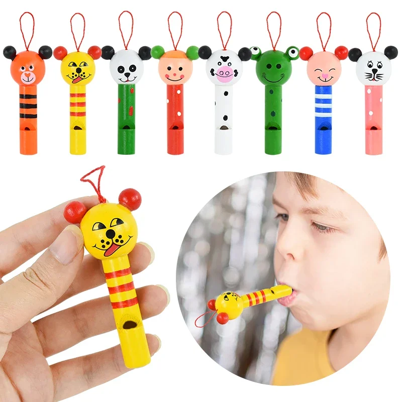 1Pc Colorful Wooden Whistle Indoor Outdoor Play Crisp Whistle Sound Toddler Gift Random Color