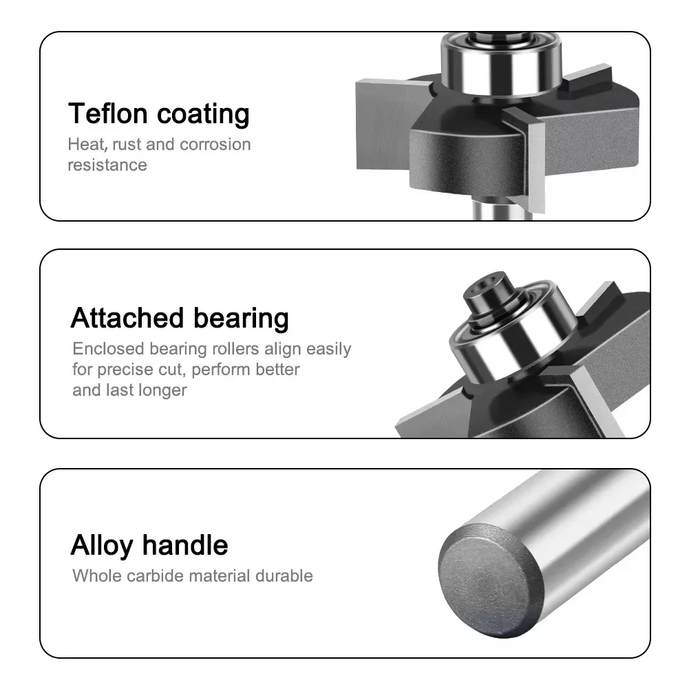 1pc 6mm 1/4 "Shank Three-edge Ball T-milling Router Bit Door Set Begonia Angle Milling Router Bit Woodworking Milling Router Bit