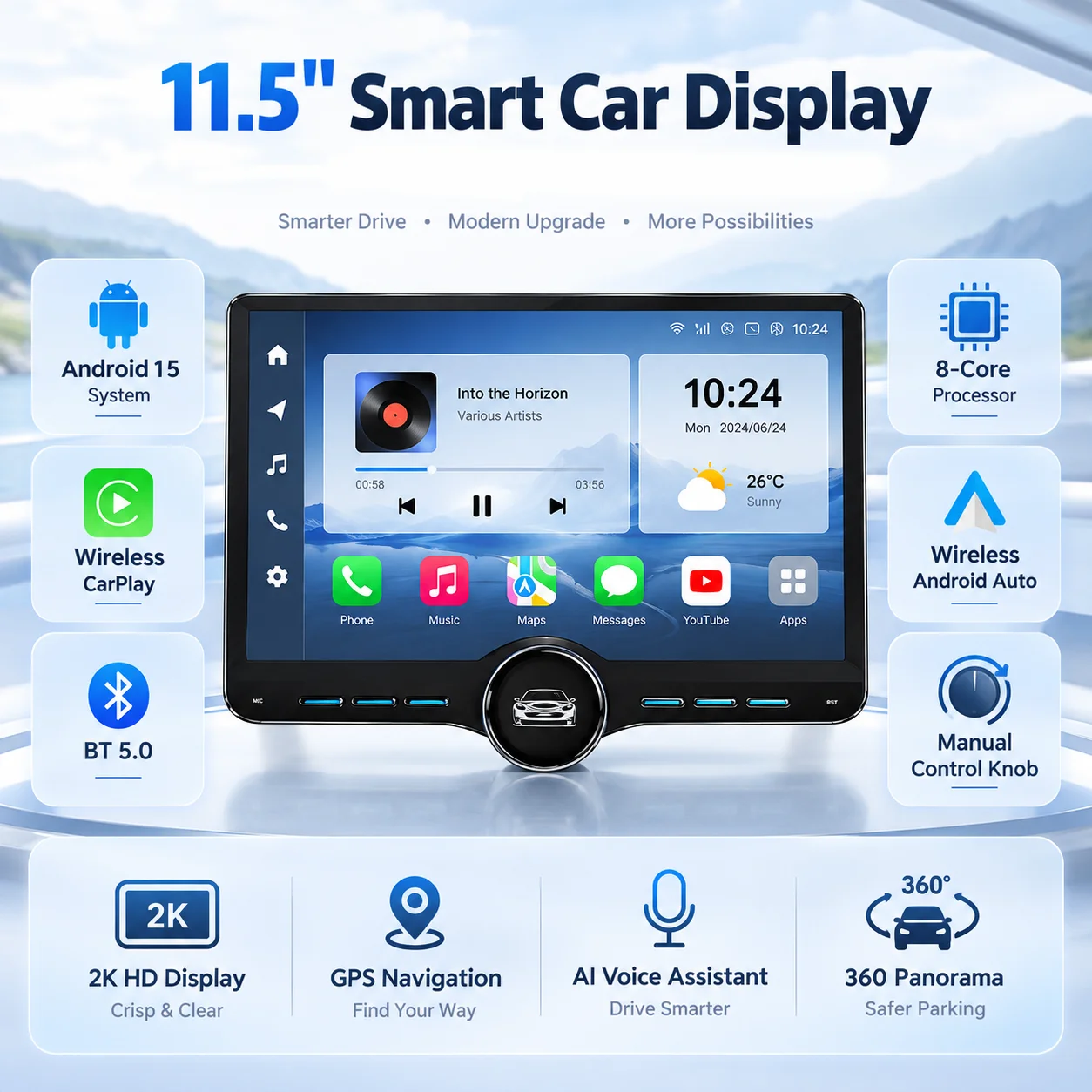 11.5 Inch Android 15 Car Radio For Maxus T70 2019 Wireless CarPlay Android Auto GPS Navigation Multimedia Video Player Stereo
