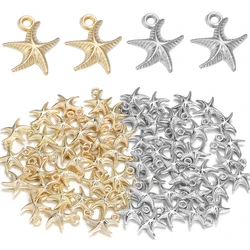 50Pcs/Lot CCB Starfish Shape Pendants Gold Color Charm Loose Spacer Beads for Jewelry Making DIY Bracelet Necklace Supplies