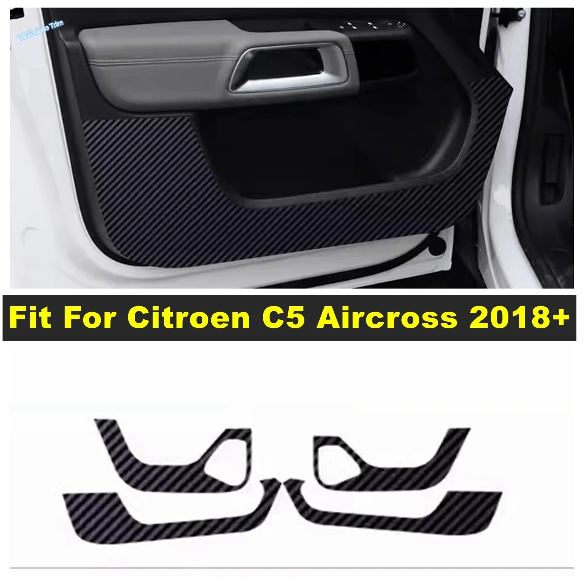 

Car Door Anti Kick Pad Protection Carbon Fiber Stickers Side Edge Film Interior Accessories For Citroen C5 Aircross 2018 - 2024