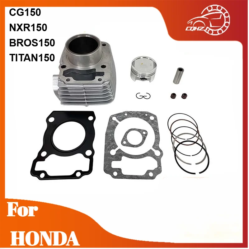 Kit de pistón y cilindro para motor de motocicleta CQHZJ, juego de cilindro de 150CC para Honda CG 150 NXR 150 BROS150 TITAN150, piezas