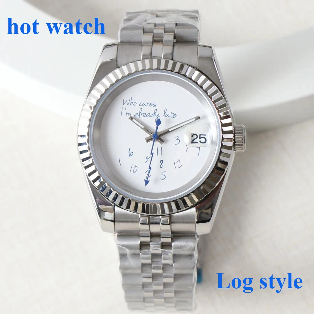 39mm/36mm Watch Who cares im already late Watch Blue Dial No Logo Sapphire Crystal Glass Automatic Movement