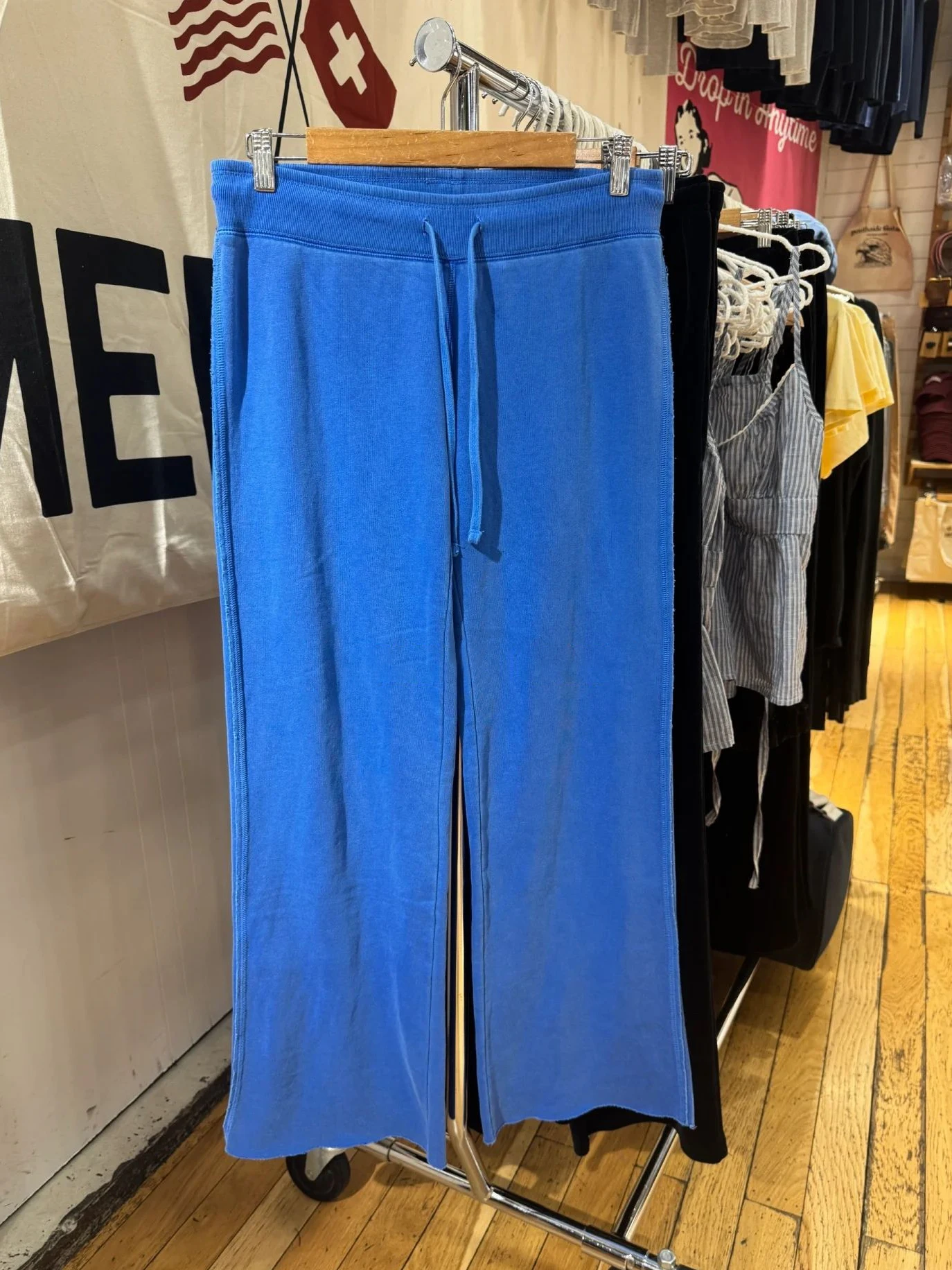 Pantalon de survêtement bleu Royal avec cordon de serrage pour femme, pantalon Long droit, ourlet brut, Vintage, Streetwear, en coton doux, nouvelle collection automne