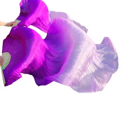 100% Natural Silk Fans Belly Dance Fans 1pc Right Hand Belly Dancing Fans 180*90cm Handmade 1 Pair Long Silk Fans