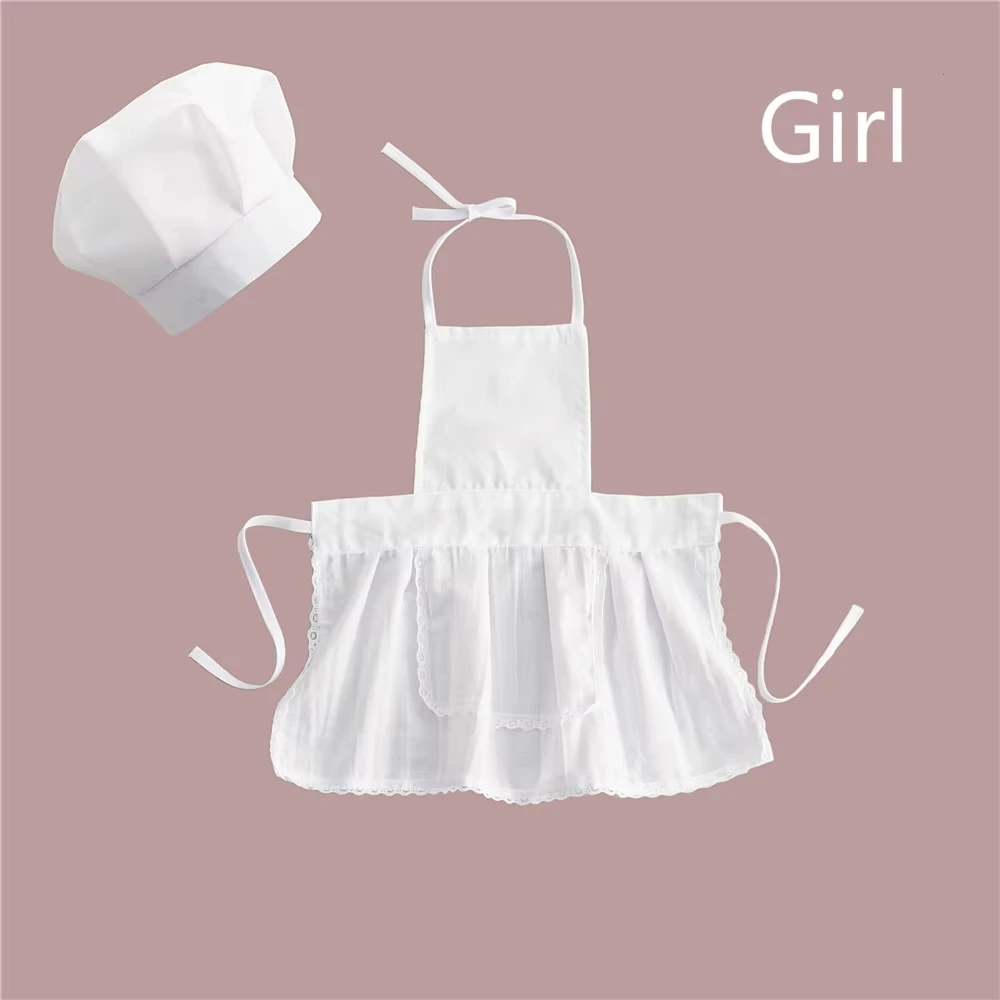 Newborn Baby Chef Costume Photography Props Infant Apron Hat Set Kids Cook Outfit for Boys Girls Photo Shoot Clothes view 5