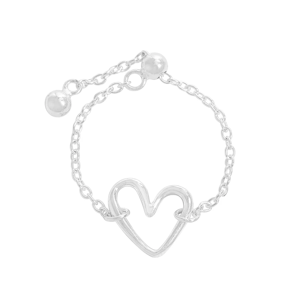 

Кольцо из стерлингового серебра 925 пробы в корейском стиле в форме сердца для женщин, регулируемый аксессуар в нишевом дизайне INS