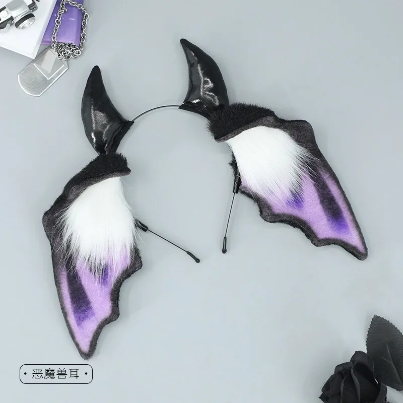 อะนิเมะ Alastor คอสเพลย์ Headwear วิทยุปีศาจ Fursuit หมาป่า Beastly หู Plush Headband ปาร์ตี้ฮาโลวีนอุปกรณ์เสริมผม Prop