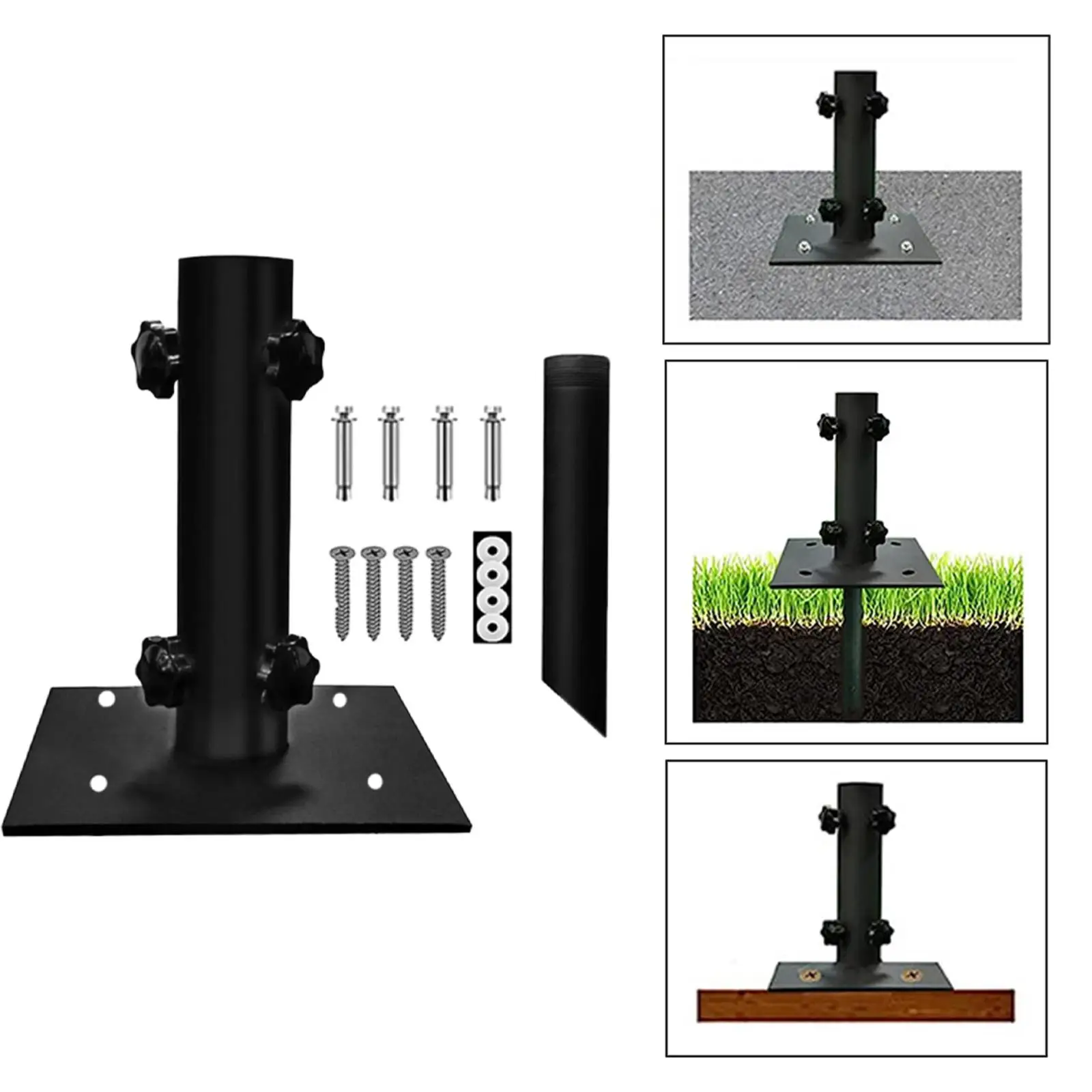 

Outdoor Umbrella Base Stand Versatile with Four Knob Umbrella Pole Mount Stand for Patios Courtyard Pontoons Decks Picnic Tables