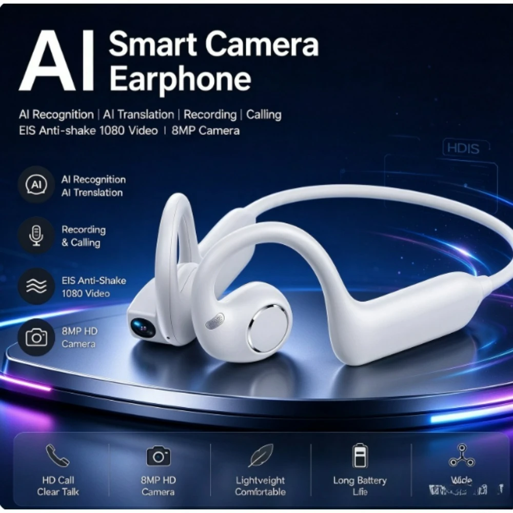 For SONY Open‑Ear AI Camera Wireless Bluetooth Headphones 800W Pixel EIS Stabilization 1080P Video Recognition Translation Sport