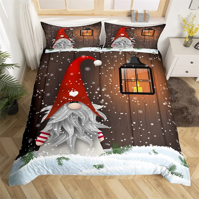 Imagem -02 - Capa de Edredão de Natal Única Rainha Papai Noel Conjunto de Cama Microfibra Sereia Cauda Cobertor Capa de Natal Gnome Quilt Cover