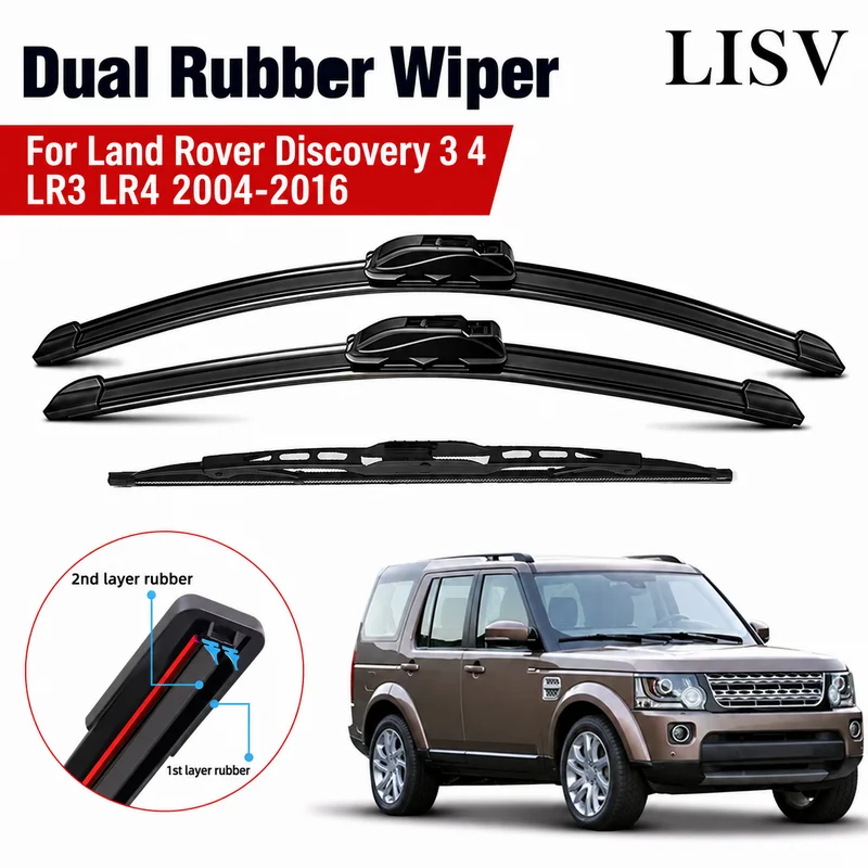 3PCS Car Wiper Blades For Land Rover Discovery 3 4 LR3 LR4 2004-2016 2013 2014 2015 Front Rear Brushes Auto Accessories