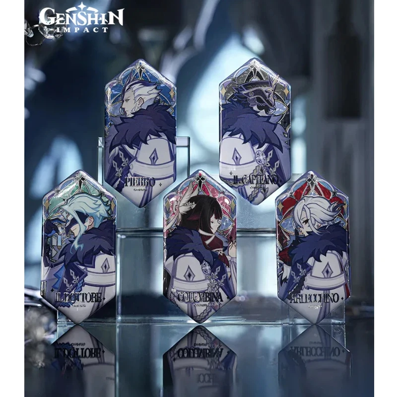 Official Genshin Impact Frost & Flame Series Blind Box Toys – Fatui Harbingers Anime Badge Pin Brooch Collectible Gift & Merch