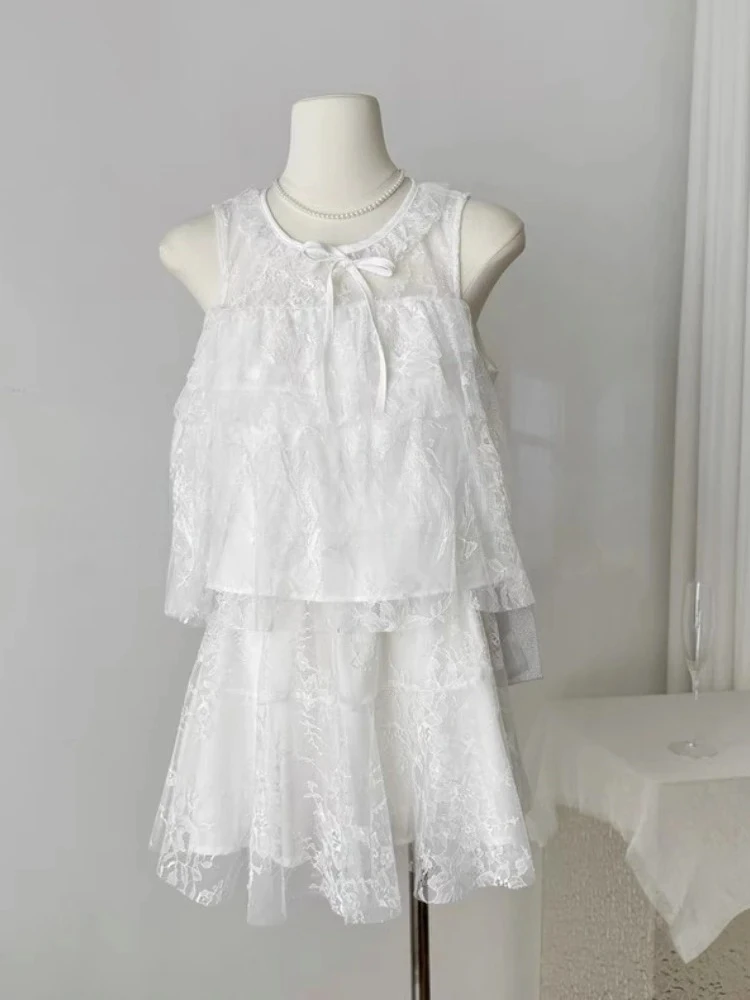 

Милый элегантный комплект из двух предметов, женские топы без рукавов в стиле пляжной вечеринки + юбка с высокой талией, сексуальный дизайнерский костюм 2025, летняя новая мода