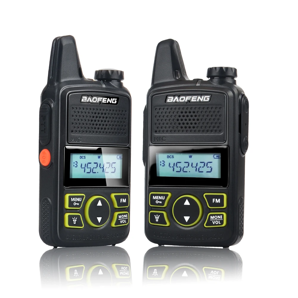 2pcs/Paired Baofeng BF-T1 Mini Pocket FM Ham Walkie Talkie UHF 400-470MHz 2W 20Ch with Earphone and 1pcs USB Programming Cable