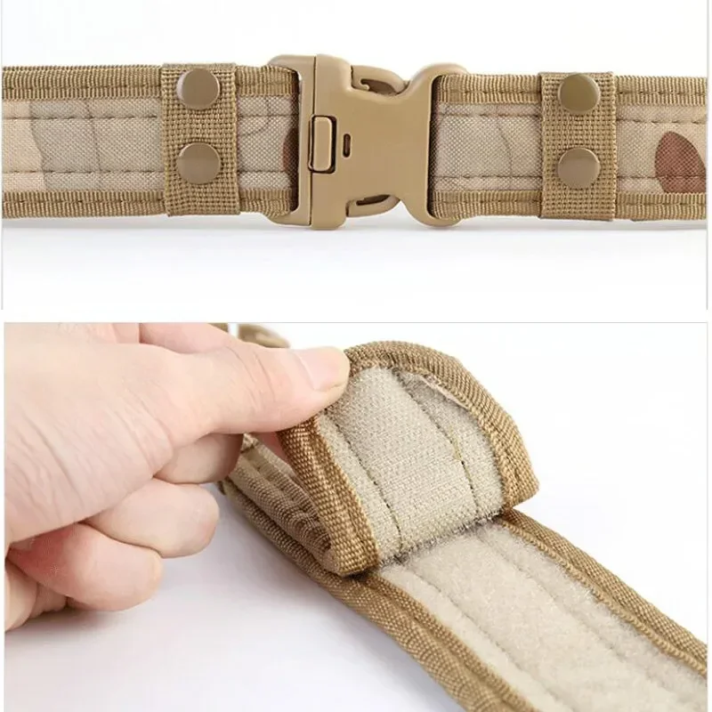 Mens Camouflage Combat Canvas Belts High Quality Quick Release Tactical Oxford Cloth Waistband Outdoor Hunting Nylon Work Belt