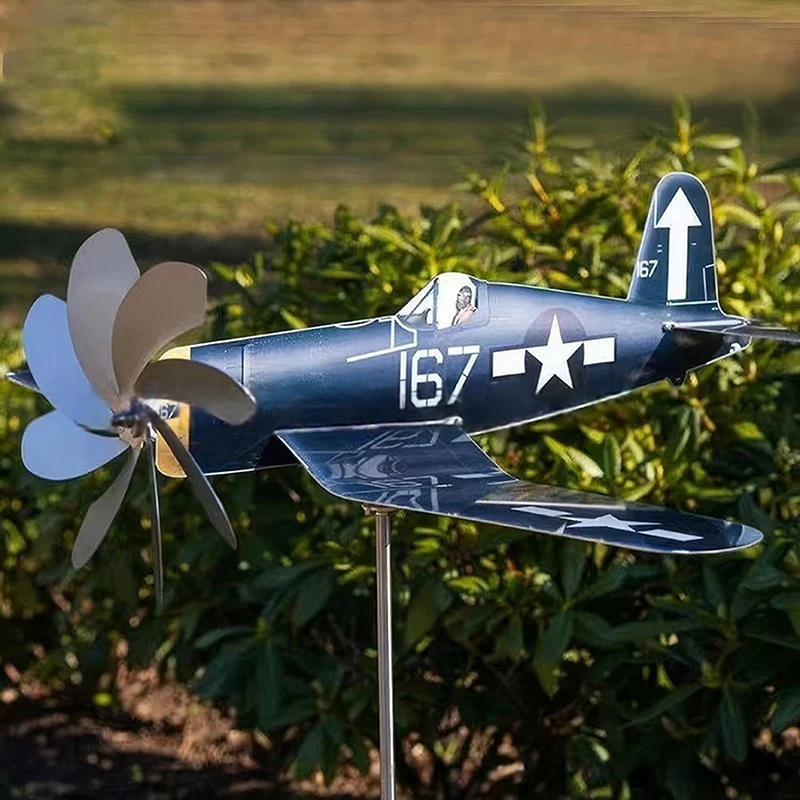 

Цельная металлическая скульптура, ветряная мельница, флюгер для погоды, уличная вертушка, украшение для двора и сада, самолет, спиннер для ветра