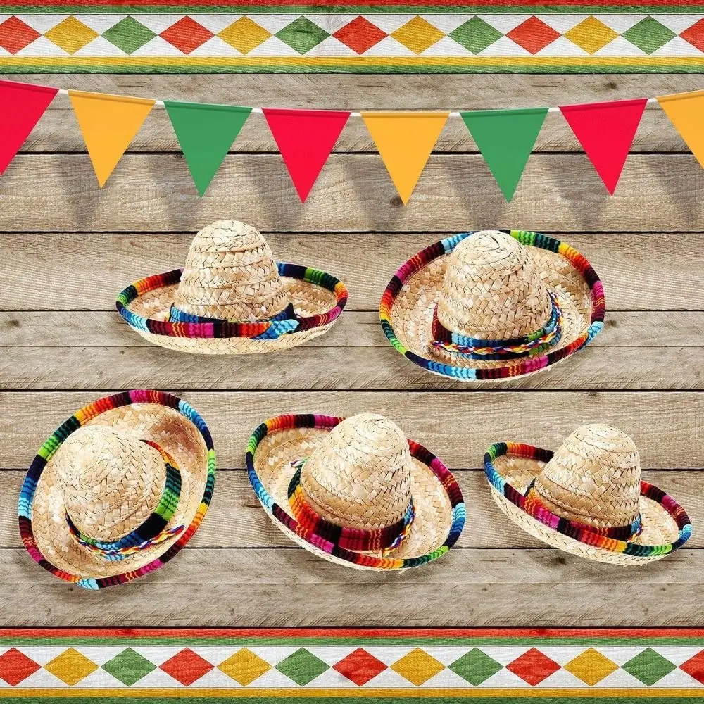 New Straw Woven Mexican Hat Colorful DIY Decoration Mexican Sombrero Performance Props Pet Supplies