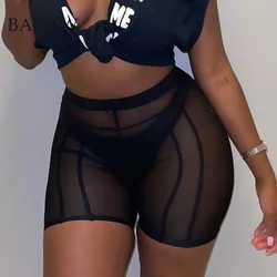 Sexy Shorts Mesh See Through Workout Shorts for Women Clothes Summer Black Leggings High Waist Hip Lift Slim Sweatpants