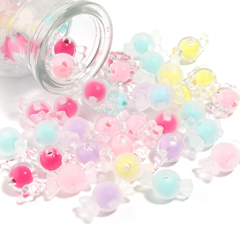 50-100pcs/lot Transparent Colorful Candy Acrylic Beads Loose Spacer Beads For DIY Jewelry Making Bracelet Necklace Accessories - view 6