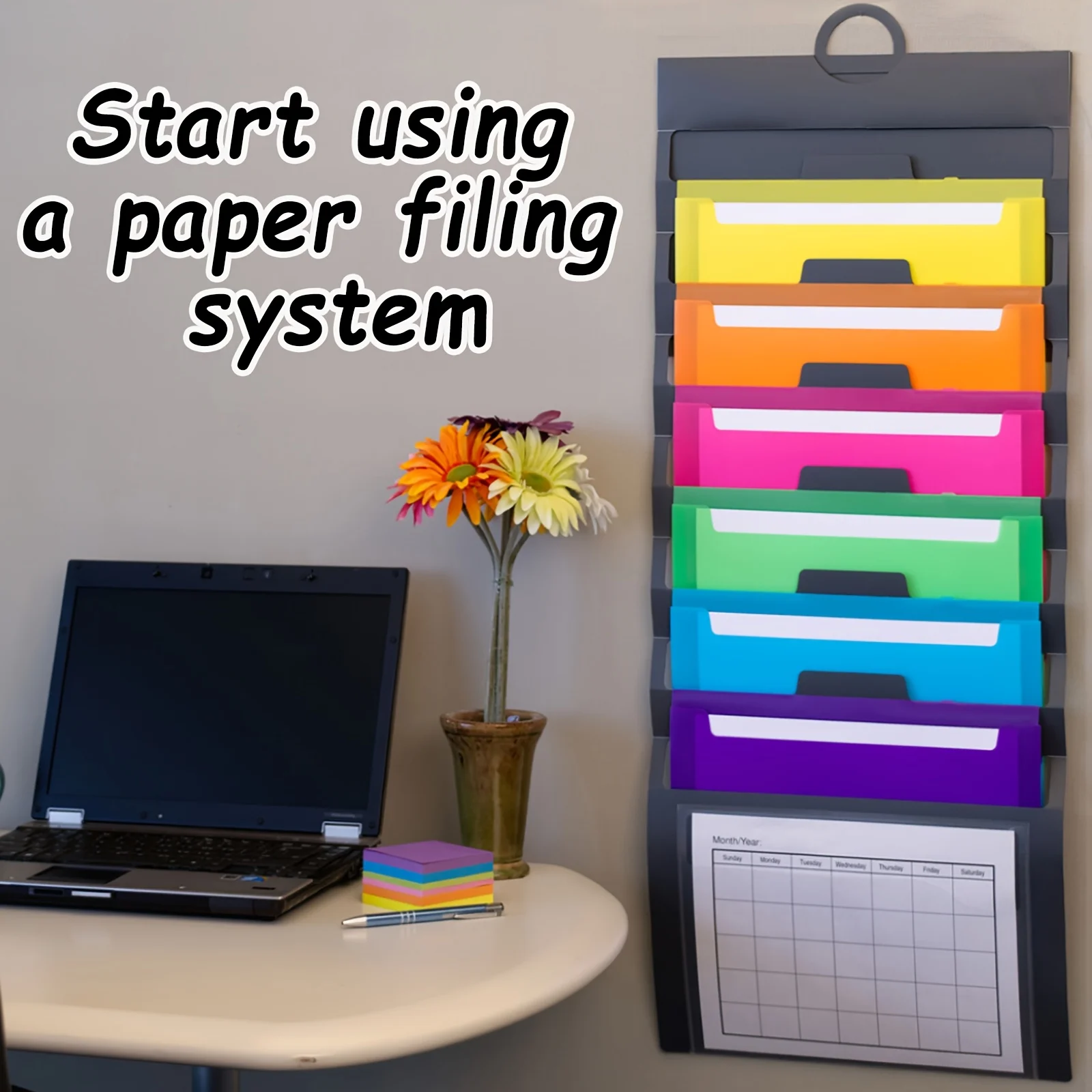 

1pcs 6-Pocket Wall Storage Box- A4 Envelope-Sized Hanging Folder, File Organizer for School/Office/Home, Mon-Sun Planner