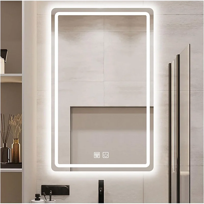 

LED Bathroom Mirror 24"x 32", Stepless Dimmable Wall Mirrors with Anti-Fog, Shatter-Proof, Memory, 3 Colors Vanity Mirror