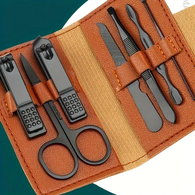 Conjunto profissional de cortador de unhas de aço inoxidável-lâminas côncavas de alto carbono, kit portátil de cuidados com as unhas com estojo de armazenamento para homens e mulheres