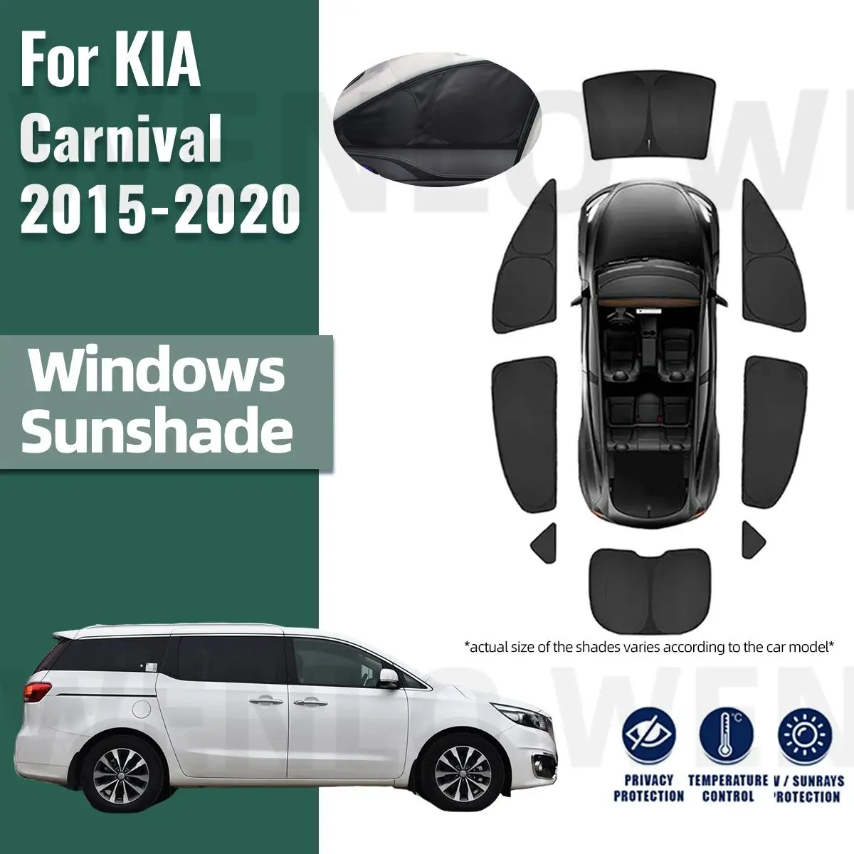 For Kia Carnival 2015-2020 Full Cover Car Sunshade Visor Front Windshield Frame Curtain Baby Rear Side Window Sun Shade Shield