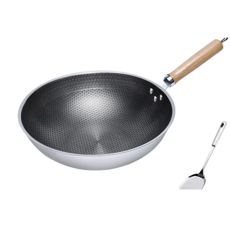 32cm Frying Pan,Stainless Steel Skillet Nonstick Fry Pans Chefs Pans Wok Pan for Gas Electric Induction Ceramic Stoves