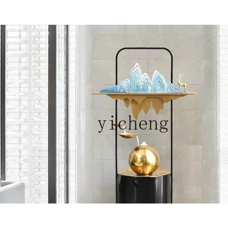 Flowing Water Floor Ornament Modern Light Luxury Circulating Water Living Room Entrance Hotel Lobby Decoration