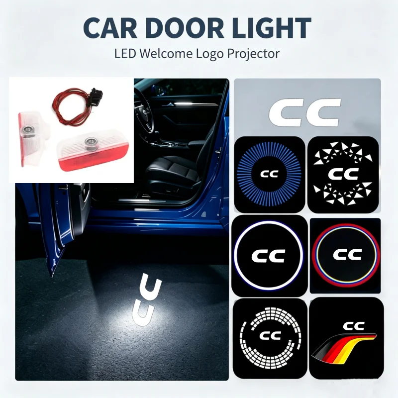 2Pcs HD LED Ghost Logo Laser Projector Car Door Welcome Courtesy Shadow Light Auto Decor Accessories For Volkswagen CC 2009-2019
